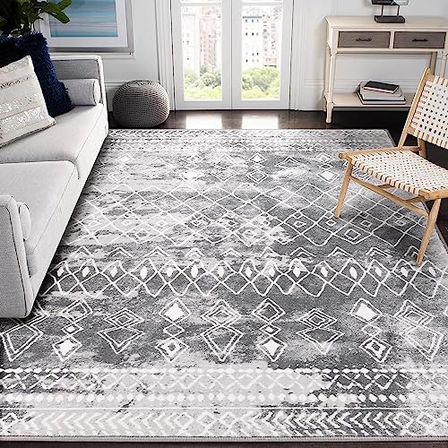 Carvapet Tappeti Runner Passatoia 150x210cm Antiscivolo Corridore Tappeto Lungo Tappeti di Zona Lavabile Morbido Microfibra Geometrico Tappeto Cucina(Grigio)