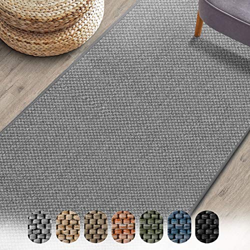 Floordirekt Tappeto da soggiorno/passatoia Sabang effetto sisal, disponibile in diversi colori e dimensioni, durevole e resistente (color argento, 80 x 450 cm)