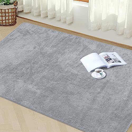 Granbest Premium Spessore Tappeto simile a pelliccia di pecora per soggiorno cucina antiscivolo lavabile tappeto pavimento ultra morbido tappeto pavimento camera da letto (120 x 160 cm, grigio chiaro)