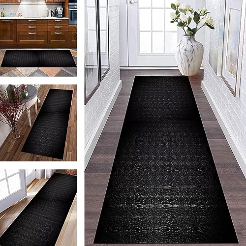 Wassly Tappeto Passatoia Tappeto Cucina Antiscivolo Lavabile Tappeti Runner ingresso interno 100X250CM Nero Bianco Tappeto Passatoie per Corridoio Camera da Letto Soggiorno per metro Tappetino zerbino