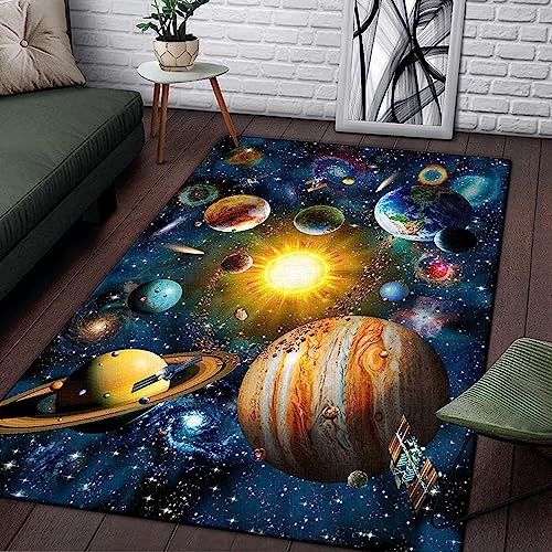 Generic Salotto Tappeto, Pianeta Galassia Dell'Universo, Tappetini Decorativi Per Aree Rettangolari Antiscivolo Con Stampa 3D In Poliestere, Tappetino Per Interni In Moquette Morbida A Pelo Corto P -2LU+B4J