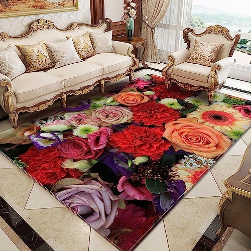 Generic Rose Colorate Tappeto Stampato In 3D Decorazioni Per La Casa Morbida Flanella Tappeto Da Letto Per Bambini Gioca Un Tappeto Gattonare Per Soggiorno, 60 X 230 Cm Pulizia Facile -0E8T+Y6Z