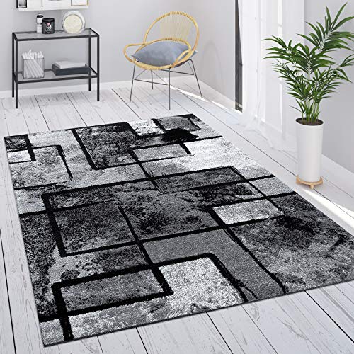 Paco Home Tappeto Grigio Salotto Vintage Pelo Corto Motivo Geometrico Astratto, Dimensione:240x340 cm, Colore:Grigio