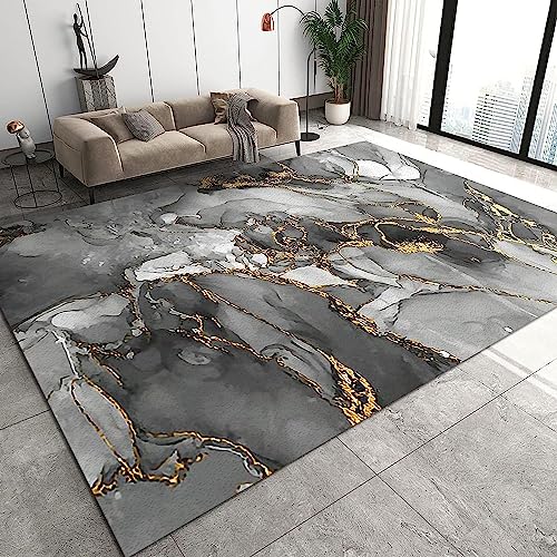 Generic Tappeto Salotto Moderno Tappeto Pelo Corto Tappeto Soggiorno Struttura Astratta Di Marmo Grigio Oro Tappeto Camera De Letto Moquette Tappeti Per Cucina Tappeto Sala Disegno Confine 200 X 300 Cm