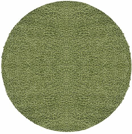 Carpetsale24 Tappeto pelo lungo, colore verde, unicolor-monocroma, 7808, tappeto rotondo, Tappeto soggiorno, 160 cm Rotondo