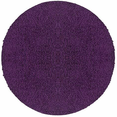 Teppium Tappeto a Pelo Lungo unicolore per Soggiorno, Camera da Letto, Sala da Pranzo, corridoio e Cucina, Morbido e soffice, Facile da Pulire Misurare: 80 cm Rund Colore: Viola-1