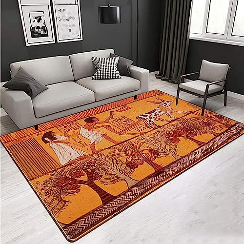 Generic Tappeto Stampato 3D Animale Fiore Egiziano Marrone Decorazioni Camera Da Letto Pavimento Tappeti Interni Di Grandi Dimensioni, Tappetino Di Protezione Del Tappeto 80 X 60 Cm -5CL-S0V