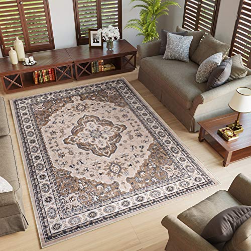 TAPISO Colorado Tappeto Pelo Corto Resistente Design Tradizionale Beige Motivo Floreale Orientale Ornamenti Bordo Chiaro Camera Salotto Soggiorno Sala Oeko-Tex 180 x 250 cm