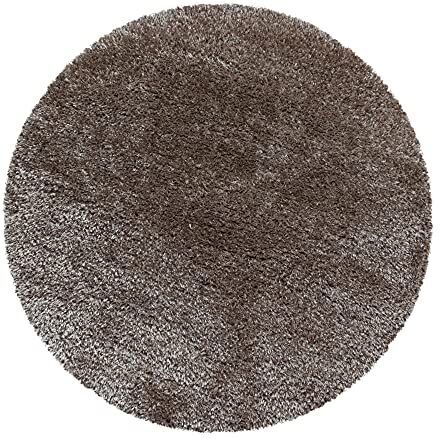 Carpetsale24 Tappeto pelo lungo, colore tortora, unicolor-monocroma, 107691, tappeto rotondo, Tappeto soggiorno, 200 cm Rotondo