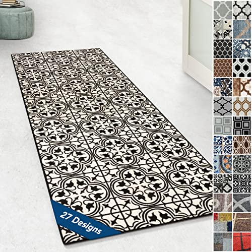 Floordirekt Tappeto passatoia con motivo, realizzato su misura, per cucina, corridoio e soggiorno, ornamento vintage a griglia orientale (80 x 300 cm, Galway)