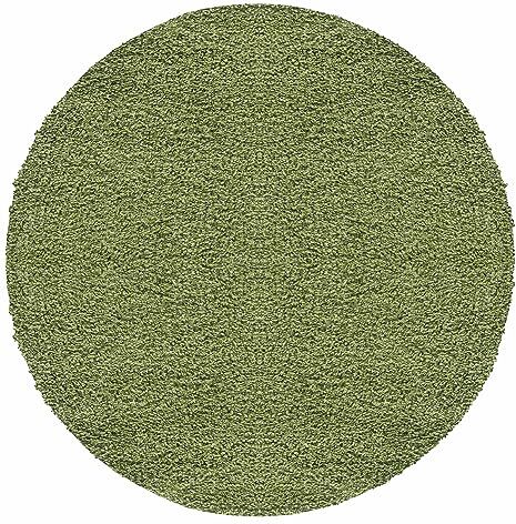 Teppium Tappeto a pelo lungo unicolore per soggiorno, camera da letto, sala da pranzo, corridoio e cucina, morbido e soffice, facile da pulire Misurare: 80 cm Rund Colore: Verde