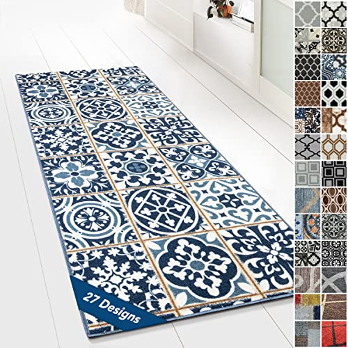 Floordirekt Tappeto passatoia con motivo, passatoia per cucina, corridoio e soggiorno, ornamento vintage a griglia orientale (80 x 350 cm, Swansea)