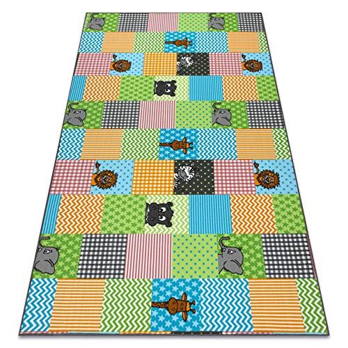 rugsx Tappeto per bambini ZOO per ogni stanza, soggiorno, camera da letto, camera dei bambini, tappetino, moquette, multicolore 100x200 cm