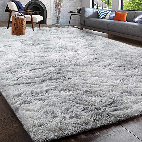 GISIONLARI Tappeti Salotto Tappeto a Pelo Lungo Tappeto Peloso Soggiorno Salotto Moderno Cameretta Tappeti Pelosi Camera da Letto Morbido Tappetino Antiscivolo Morbido e Soffice (60 x 200 cm, Grigio bianco)