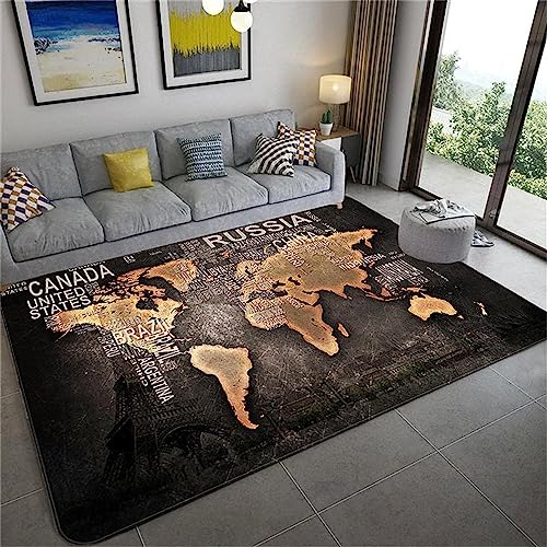 Generic Mappa Del Mondo D'Epoca Tappeto Antiscivolo Stampato In 3D 80 X 60 Cm Zerbino Per Interni Morbido E Lavabile Antimacchia, Non Perde Pelucchi: Ecologico Facile Da Pulire Poliestere -2U0F+X3I