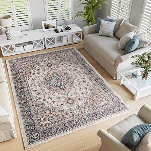 TAPISO Colorado Tappeto Pelo Corto Resistente Design Tradizionale Crema Beige Motivo Floreale Orientale Ornamenti Bordo Chiaro Camera Salotto Soggiorno Sala Oeko-Tex 250 x 350 cm