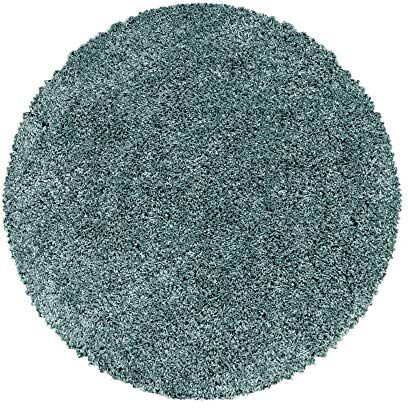 Carpetsale24 Tappeto pelo lungo, colore blu, unicolor-monocroma, 38314, tappeto rotondo, Tappeto soggiorno, 200 cm Rotondo