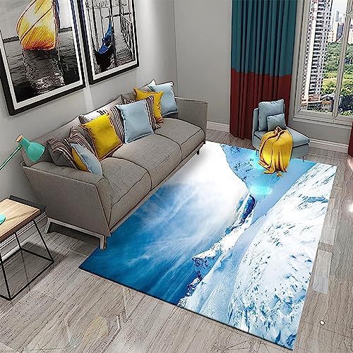 Generic Stampa 3D Paesaggio Di Montagna Neve Cielo Blu, Tappeto Tappetino Tappetini Rettangolari Per Soggiorno, Camera Da Letto 50 X 80 Cm Poliestere Soft Touch Facile Da Pulire Con Support -2B0M/A8X