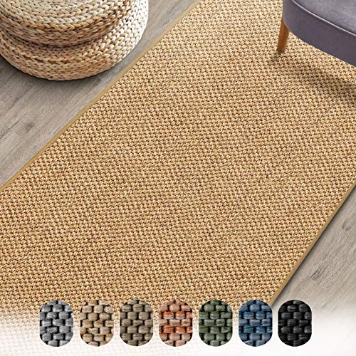 Floordirekt Tappeto da soggiorno/passatoia Sabang, effetto sisal, disponibile in diversi colori e dimensioni, durevole e resistente (colore naturale, 80 x 300 cm)