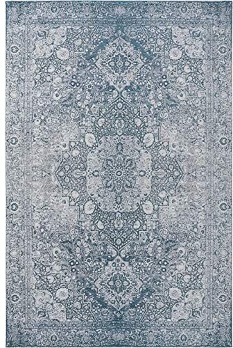 benuta Tappeto piatto Frencie blu, 80 x 165 cm, stile vintage,