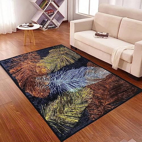 Generic Tappeto Ragazzi Ragazze Bellissime Piume Colorate 3D Di Stampa Tappeto Camera Da Letto Soggiorno Decorazione Pavimento Interno Tappetino Antiscivolo Lavabile 40 X 200 Cm Pulizia Facile -K2B-M5T