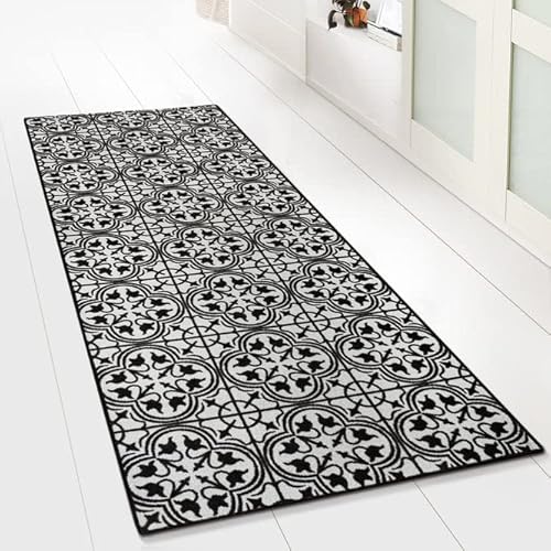 Floordirekt Tappeto passatoia con motivo, realizzato su misura, per cucina, corridoio e soggiorno, ornamento vintage a griglia orientale (80 x 150 cm, Wexford)