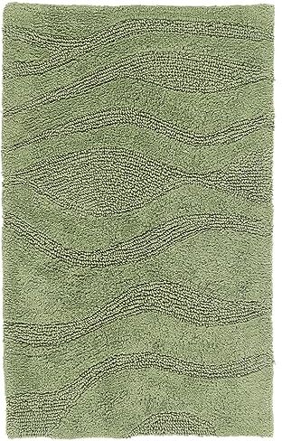 RugVista Breeze Tappeto da bagno, 80 x 50 cm Rettangolare, Pelo corto, Antiscivolo, Tappetoino da bagno moderno, Lavabile in lavatrice fino a 30°C, 100% Cotone, Verde