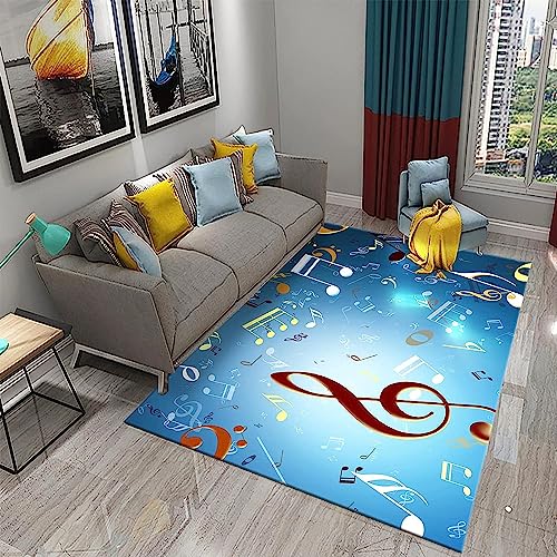 Generic Notazione Musicale A Colori 3D Stampa Moquette, Morbido Velluto Shaggy Tappeto Per Cameretta, Living Room Area Rug, Anti-Slip Nursery Tappetino Passatoia, 60 X 90 Cm Pulizia Facile -H5N/B7U