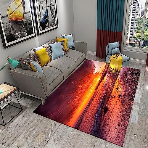 Generic Tramonto Nuvola Mare Vista Mare Illusione Visiva 3D Tappeti,Nordico Stampa In Velluto Per Area,Illusione Ottica Antiscivolo Tappeto Strisciante,Tappeto Da Gioco Per Divano Soggiorno 50 X 80-I3M+S3U