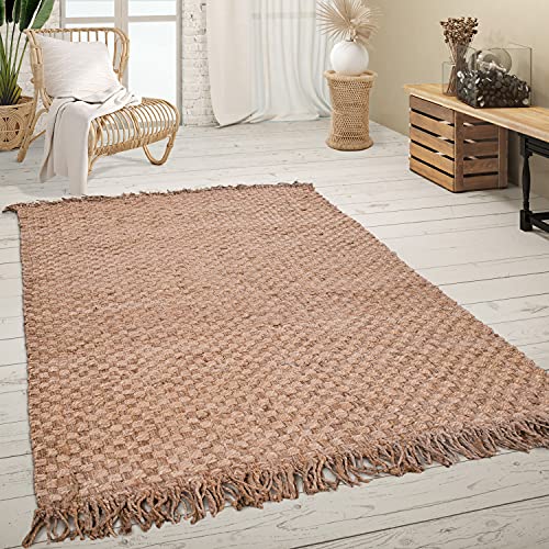 Paco Home Tappeto Salotto Fibra Naturale Fatto A Mano Iuta Mélange Motivo Moderno Stile Boho, Dimensione:120x170 cm, Colore:Natura 3