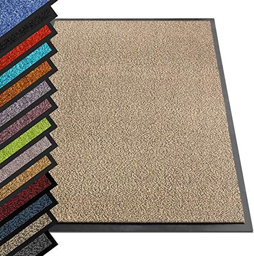 casa pura Tappeto antiscivolo e antipolvere, zerbino per interni ed esterni, lavabile e ultra assorbente, Vinile, Beige Noir, 40 x 60 cm