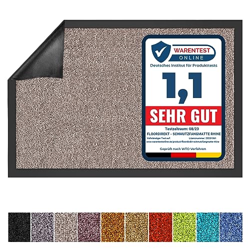 Floordirekt Zerbino Rhine, lavabile e potente, con retro antiscivolo, disponibile in diverse misure e colori (grigio chiaro), 120 cm x 180 cm