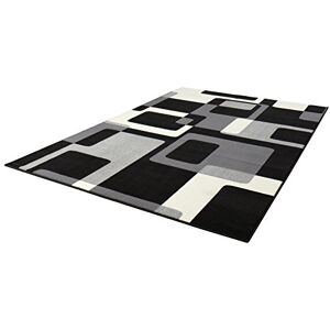 Hanse Home Tappeto da soggiorno in stile retrò, a pelo corto, con motivo grafico, moderno, design astratto, per sala da pranzo, soggiorno, cameretta dei bambini, corridoio, camera da letto, cucina, colore nero, crema, 120 x 170 cm Hanse Home Tappeto da soggiorno in stile retrò, a pelo corto, con motivo grafico, moderno, design astratto, per sala da pranzo, soggiorno, cameretta dei bambini, corridoio, camera da letto, cucina, colore nero, crema, 120 x 170 cm
