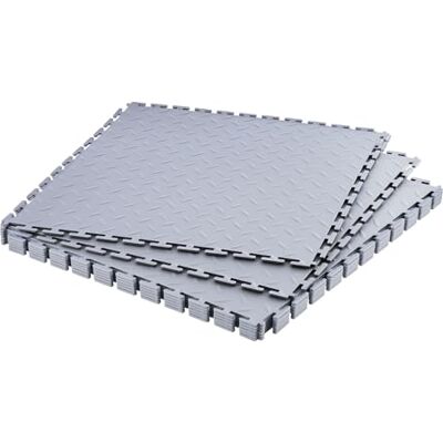 VEVOR Piastrelle per Pavimenti da Garage, Confezione da 8 Piastrelle Modulari a Incastro da 513 x 513 x 5 mm, Tappetini Antiscivolo in PVC con Piastra Diamantata per Officina, Magazzino, Argento VEVOR Piastrelle per Pavimenti da Garage, Confezione da 8 Piastrelle Modulari a Incastro da 513 x 513 x 5 mm, Tappetini Antiscivolo in PVC con Piastra Diamantata per Officina, Magazzino, Argento