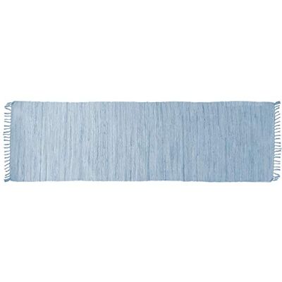 Theko Tappeto Dhurry in 100% cotone a tessitura piatta Tappeto Happy Cotton Tessuto a mano Colore: Azzurro 70x250 cm Theko Tappeto Dhurry in 100% cotone a tessitura piatta Tappeto Happy Cotton Tessuto a mano Colore: Azzurro 70x250 cm