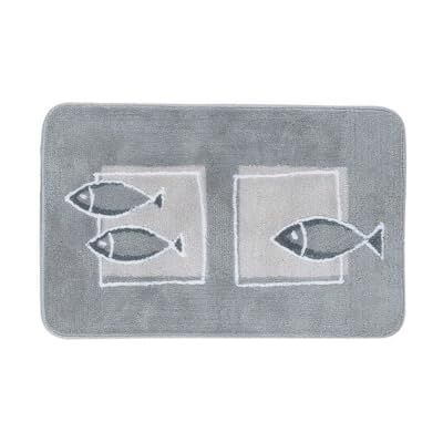 Spirella Tappetino da Bagno, Poliestere, Andros, 55x65 cm, Motivo a Pesce, Grigio Spirella Tappetino da Bagno, Poliestere, Andros, 55x65 cm, Motivo a Pesce, Grigio