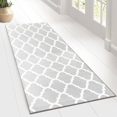 Floordirekt Tappeto passatoia con motivo, realizzato su misura, per cucina, corridoio e soggiorno, ornamento vintage a griglia orientale (80 x 100 cm, blu navan) Floordirekt Tappeto passatoia con motivo, realizzato su misura, per cucina, corridoio e soggiorno, ornamento vintage a griglia orientale (80 x 100 cm, blu navan)