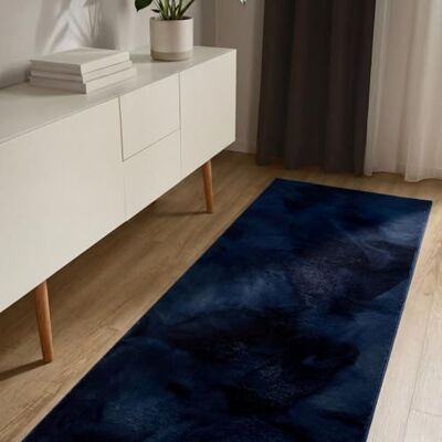 benuta Basic Tappeto salotto Furry Blu scuro 70x200 cm Soffice salotto Retro antiscivolo Lavabile Compatibile con riscaldamento pavimento benuta Basic Tappeto salotto Furry Blu scuro 70x200 cm Soffice salotto Retro antiscivolo Lavabile Compatibile con riscaldamento pavimento