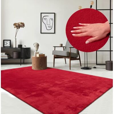 the carpet Relax Tappeto moderno a pelo corto, soggiorno, fondo antiscivolo, lavabile fino a 30 gradi, morbidissimo, aspetto pelliccia, Rosso, 160 x 220 cm the carpet Relax Tappeto moderno a pelo corto, soggiorno, fondo antiscivolo, lavabile fino a 30 gradi, morbidissimo, aspetto pelliccia, Rosso, 160 x 220 cm