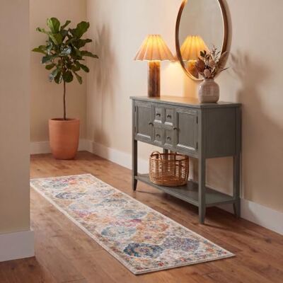 SAFAVIEH Tappeto Angosciato per Soggiorno, Sala da pranzo, Camera da letto Madison Collection, A Pelo Corto, Crema e Multi, 69 x 244 cm SAFAVIEH Tappeto Angosciato per Soggiorno, Sala da pranzo, Camera da letto Madison Collection, A Pelo Corto, Crema e Multi, 69 x 244 cm