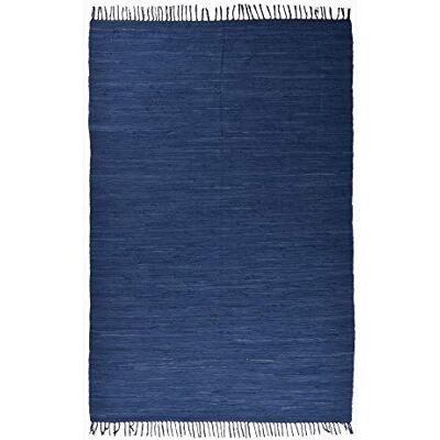 Theko Tappeto Dhurry in 100% cotone a tessitura piatta Tappeto Happy Cotton Tessuto a mano Colore: blu 40x60 cm Theko Tappeto Dhurry in 100% cotone a tessitura piatta Tappeto Happy Cotton Tessuto a mano Colore: blu 40x60 cm
