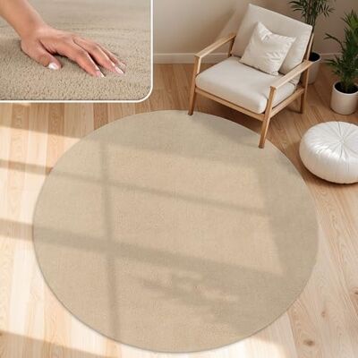 Paco Home Tappeto Moderno e Morbido per Soggiorno a Pelo Corto Lavabile Fluffy Uni Effetto Pelliccia Senza Tempo Elegante Antiscivolo Facile da Pulire, Dimensione:Ø 120 cm tondo, Colore:Beige 2 Paco Home Tappeto Moderno e Morbido per Soggiorno a Pelo Corto Lavabile Fluffy Uni Effetto Pelliccia Senza Tempo Elegante Antiscivolo Facile da Pulire, Dimensione:Ø 120 cm tondo, Colore:Beige 2