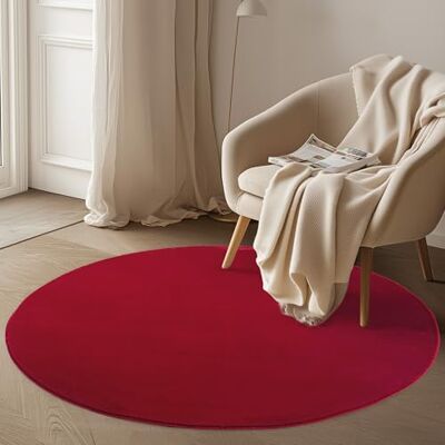 Carpetsale24 Tappeto Rotondo Rosso 120 cm Tappeto a Pelo Corto Lavabile, Rotondo, Antiscivolo e Morbido, Design Monocromatico Moderno per Soggiorno, Camera da Letto, Cucina e Cameretta Carpetsale24 Tappeto Rotondo Rosso 120 cm Tappeto a Pelo Corto Lavabile, Rotondo, Antiscivolo e Morbido, Design Monocromatico Moderno per Soggiorno, Camera da Letto, Cucina e Cameretta