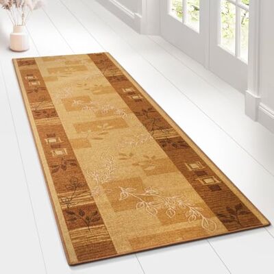 Floordirekt Tappeto passatoia con motivo, realizzato su misura, per cucina, corridoio e soggiorno, ornamento vintage a griglia orientale (80 x 100 cm, beige Akzent) Floordirekt Tappeto passatoia con motivo, realizzato su misura, per cucina, corridoio e soggiorno, ornamento vintage a griglia orientale (80 x 100 cm, beige Akzent)