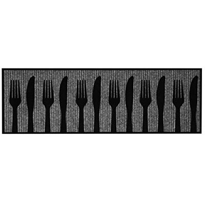 Zala Living Cook & Clean Shadow Silverware Tappeto da cucina in poliammide, grigio, nero, 50 x 150 cm Zala Living Cook & Clean Shadow Silverware Tappeto da cucina in poliammide, grigio, nero, 50 x 150 cm