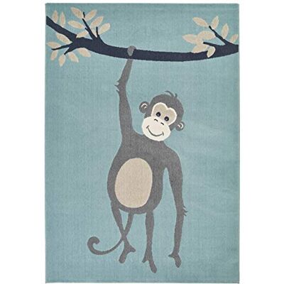 Zala Living Tappeto da gioco per bambini, motivo: Monkey Miles, 120 x 170 cm, supersoft, adatto al riscaldamento a pavimento, certificato Öko-Tex Standard 100, Azzurro, 120 x 170 cm Zala Living Tappeto da gioco per bambini, motivo: Monkey Miles, 120 x 170 cm, supersoft, adatto al riscaldamento a pavimento, certificato Öko-Tex Standard 100, Azzurro, 120 x 170 cm