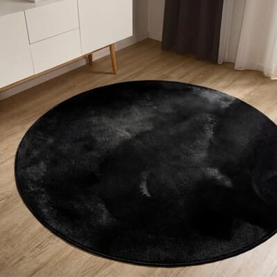 benuta Basic Tappeto salotto Furry Nero Rotondo 160 cm Soffice salotto Retro antiscivolo Lavabile Compatibile con riscaldamento pavimento benuta Basic Tappeto salotto Furry Nero Rotondo 160 cm Soffice salotto Retro antiscivolo Lavabile Compatibile con riscaldamento pavimento