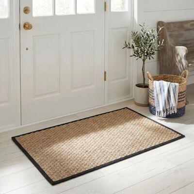 SAFAVIEH Tappeto in Fibra Naturale per Soggiorno, Sala da pranzo, Camera da letto Natural Fiber Collection, A Pelo Corto, Naturale e nero, 76 X 122 cm SAFAVIEH Tappeto in Fibra Naturale per Soggiorno, Sala da pranzo, Camera da letto Natural Fiber Collection, A Pelo Corto, Naturale e nero, 76 X 122 cm
