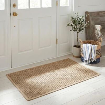 SAFAVIEH Tappeto in Fibra Naturale per Soggiorno, Sala da pranzo, Camera da letto Natural Fiber Collection, A Pelo Corto, Naturale e Marrone, 76 X 122 cm SAFAVIEH Tappeto in Fibra Naturale per Soggiorno, Sala da pranzo, Camera da letto Natural Fiber Collection, A Pelo Corto, Naturale e Marrone, 76 X 122 cm