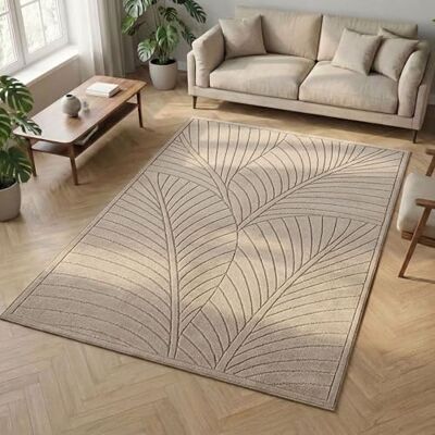 Carpetsale24 Tappeto 120x170 cm Beige, Pelo Corto con Effetto 3D Alto-Basso, Design Boho Scandinavo, per Soggiorno, Camera, Cucina o Esterni Carpetsale24 Tappeto 120x170 cm Beige, Pelo Corto con Effetto 3D Alto-Basso, Design Boho Scandinavo, per Soggiorno, Camera, Cucina o Esterni